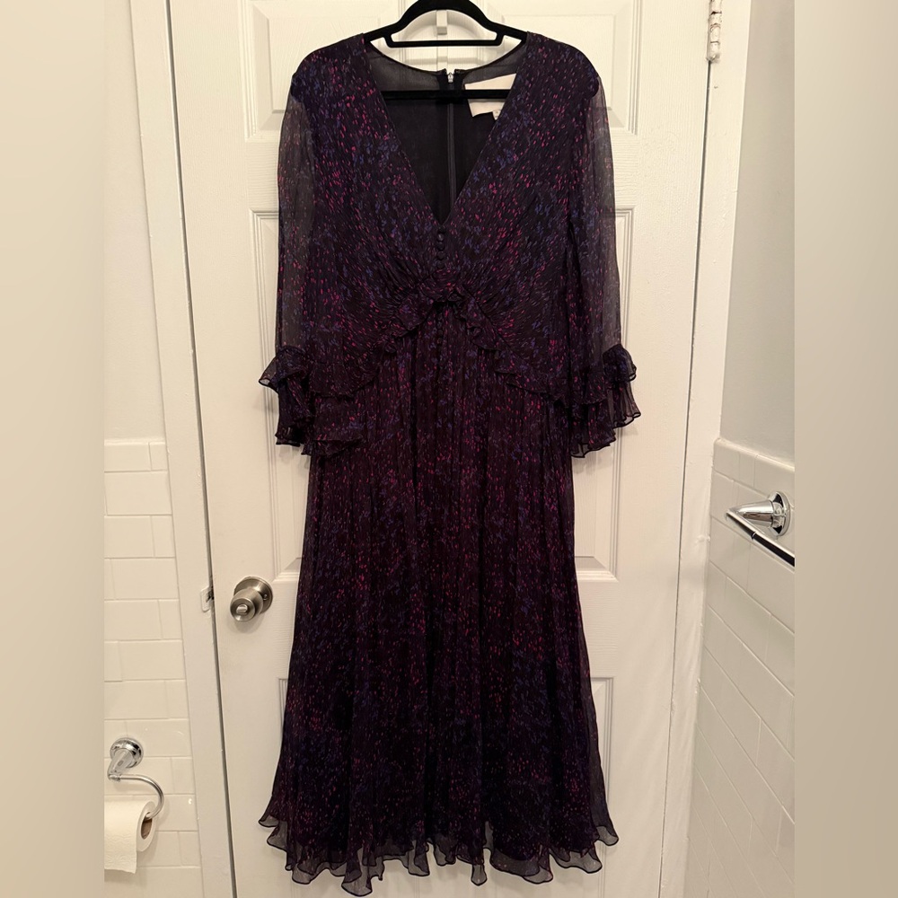 Carolina Herrera Black and Purple Long Sleeve Dress - Picture 2 of 6